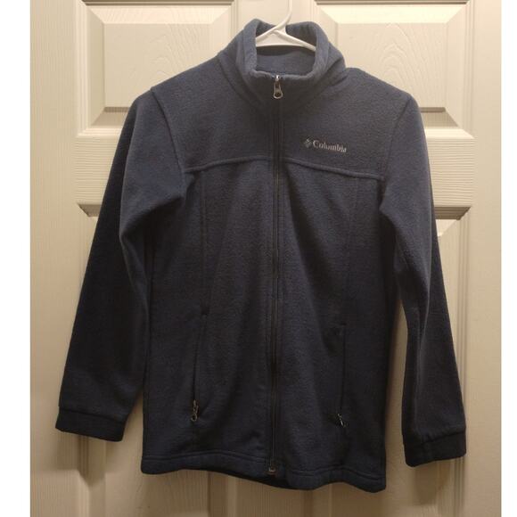 Columbia Kids' Size Medium (10-12) Navy Blue Full Zip-Up Mock Neck Fleece Jacket - Picture 1 of 8